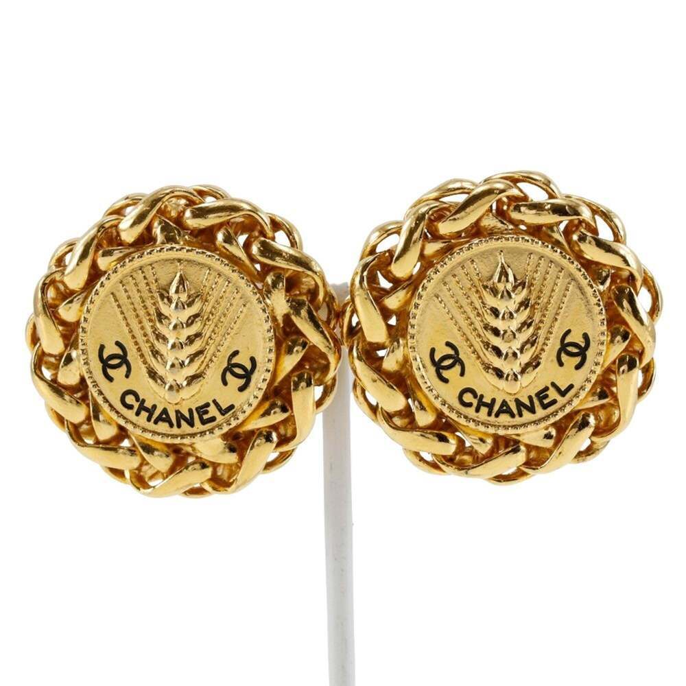 CHANEL Vintage Gold Logo Earrings